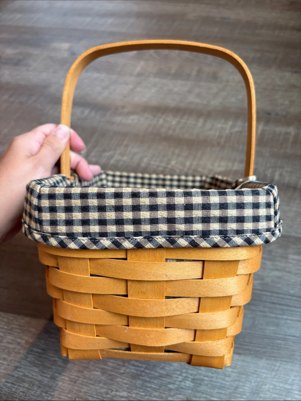 Longaberger Woven Basket Handle Gingham Liner 6”H